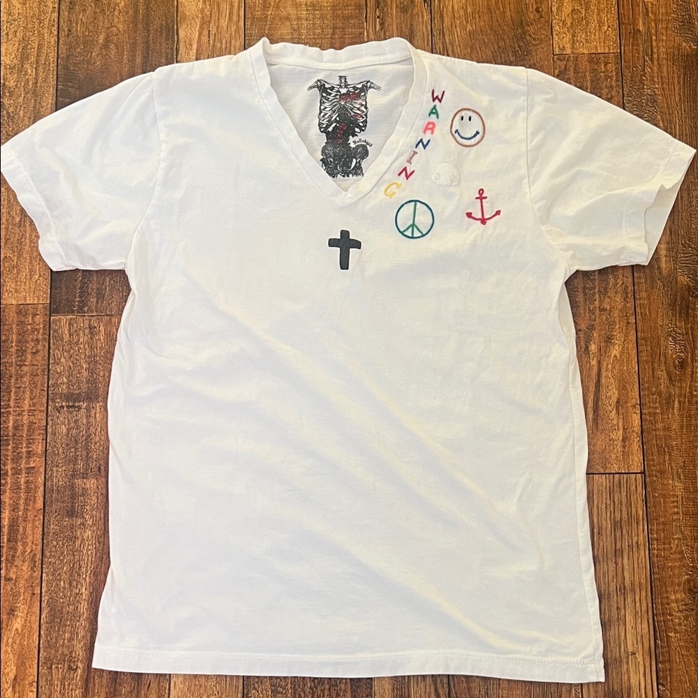 Unfledged vintage v-neck t-shirt w/embroidery Japanese vtg brand - Picture 2 of 6